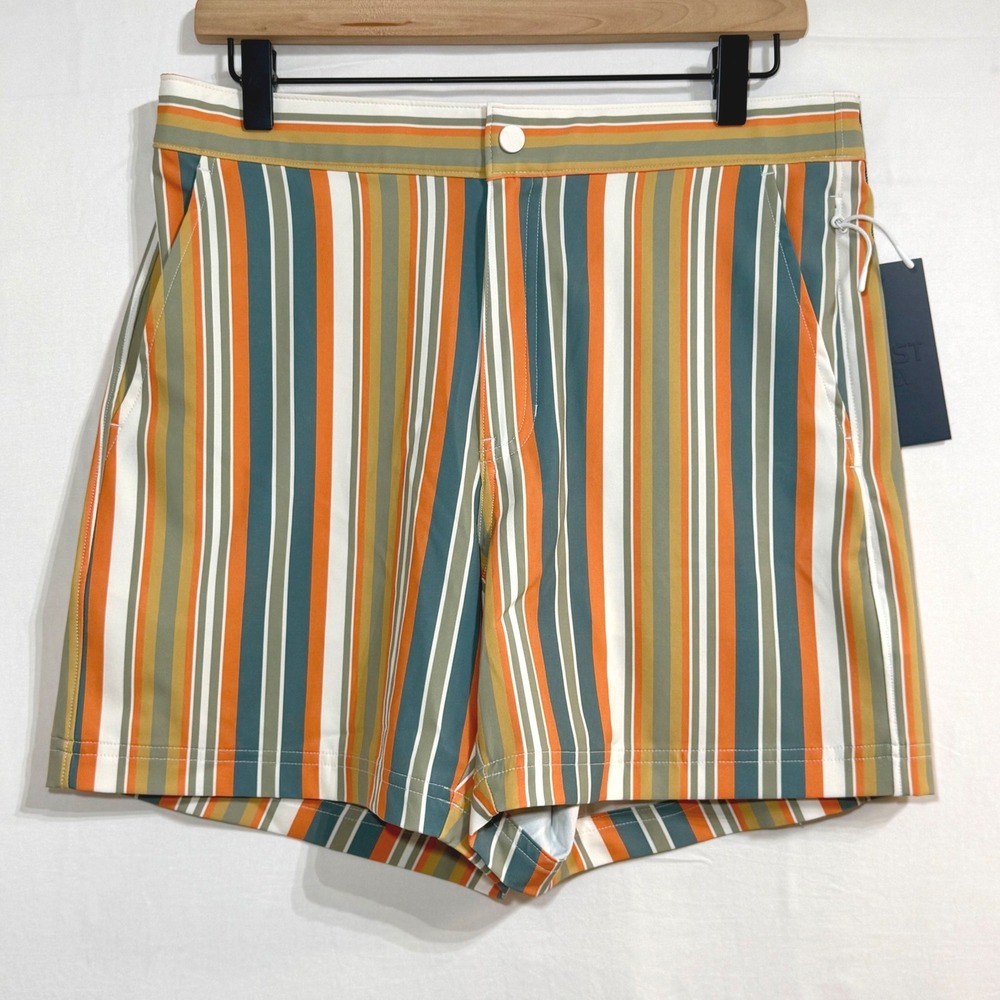 VRST Mens 6" Resort Short Multi Easy Stripe Relaxed Fit Board Shorts Medium NEW